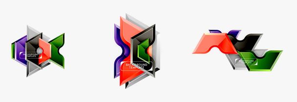 現代の幾何学的形状は、背景やロゴ要素を抽象化。ダイナミックカラーデザイン - ベクター画像