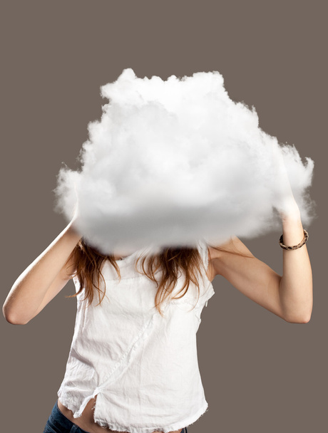 woman with cloud - Фото, изображение