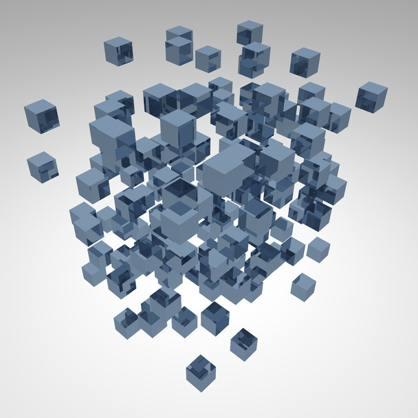 Взрыв трехмерных абстрактных кубов
 - Фото, изображение