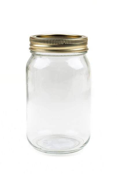Empty glass canning jar over a white background - Photo, Image