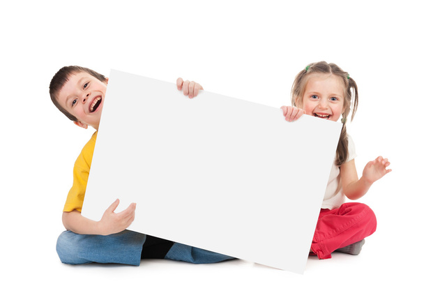 child with blank paper sheet - Valokuva, kuva