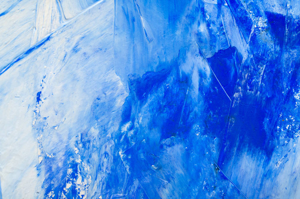 Artistic abstract oil white and blue painted background. Texture, backdrop. - Valokuva, kuva