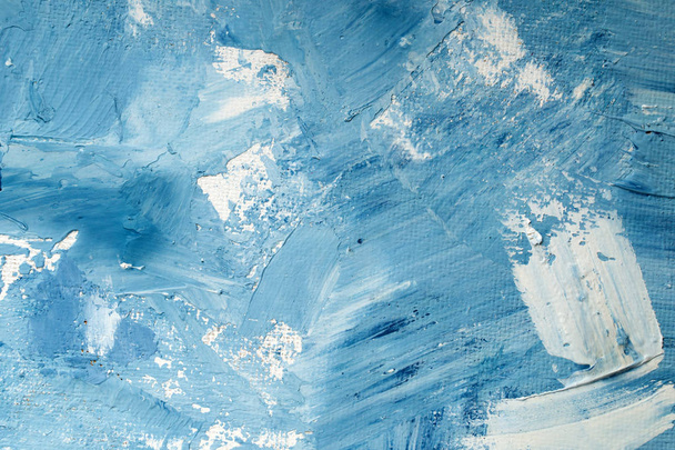 Artistic abstract oil white and blue painted background. Texture, backdrop. - Φωτογραφία, εικόνα