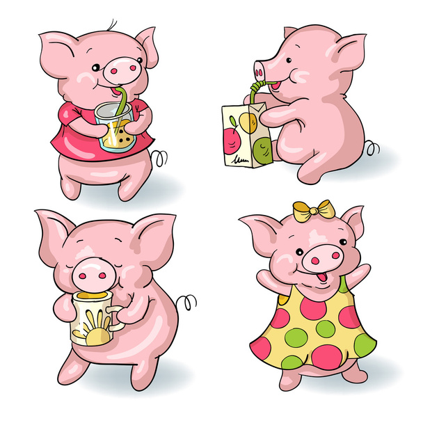 karikatür domuzlar - Vektör, Görsel