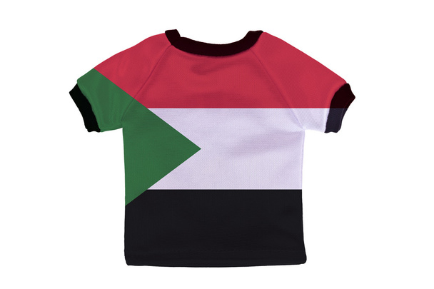 Small shirt with Sudan flag isolated on white background - Photo, image