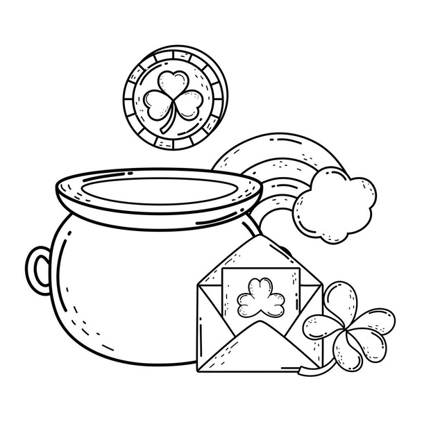 trésor chaudron avec trèfles pièces saint patrick jour
 - Vecteur, image