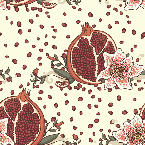 Vintage seamless pattern with pomegranate - Вектор, зображення