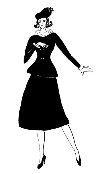 naisten ulkona puku musta sametti 30th vuotta
 - Valokuva, kuva