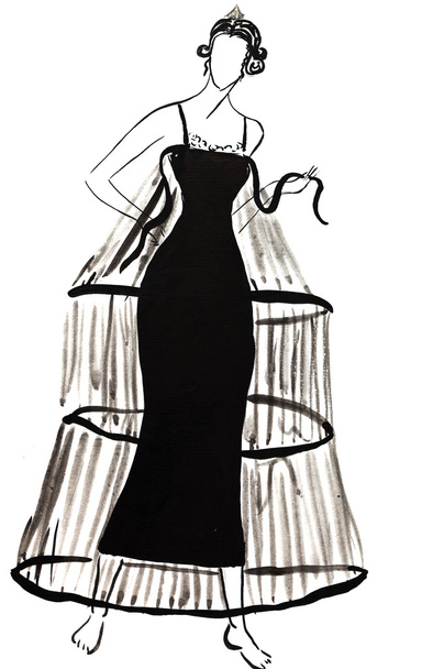 sukienka Tiul dzwon na szczupły krepy w 20 lat - Zdjęcie, obraz