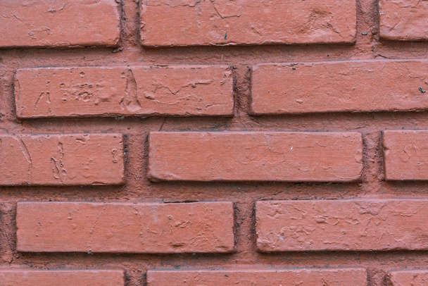 Red brick wall is strong and stable. - Foto, afbeelding