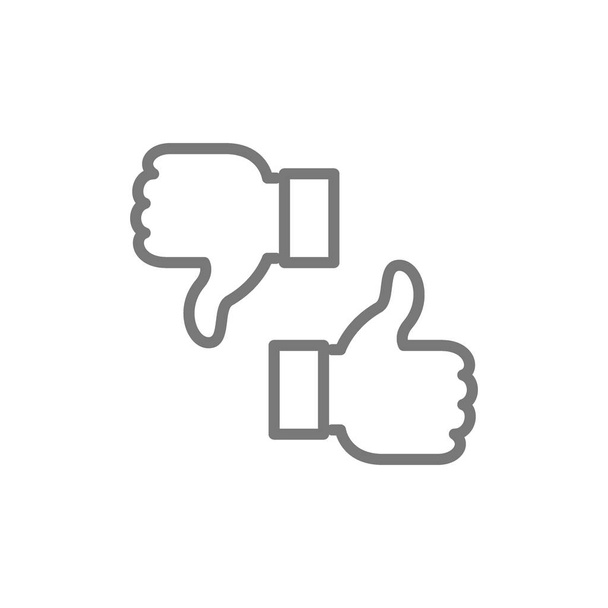 Like, dislike, thumbs up and down, feedback line icon. - Vector, Image