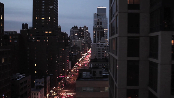 City at night aerial view nyc - Footage, Video