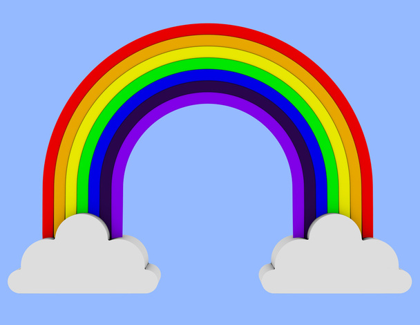 2 種類のクラウドにまたがる虹の 3 d レンダリング - 写真・画像