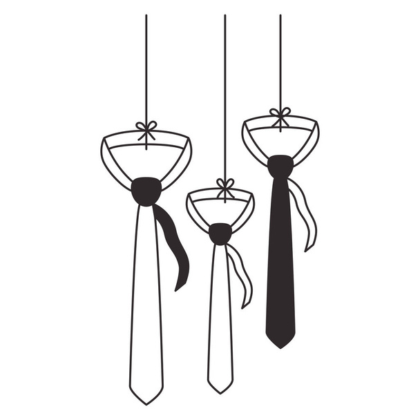 elegant neckties hanging icon - Vector, Image
