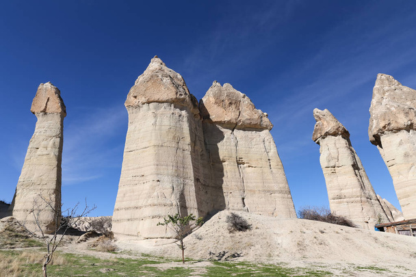 Rock Formations in Love Valley, Cappadocia, Nevsehir, Turkey - Fotoğraf, Görsel