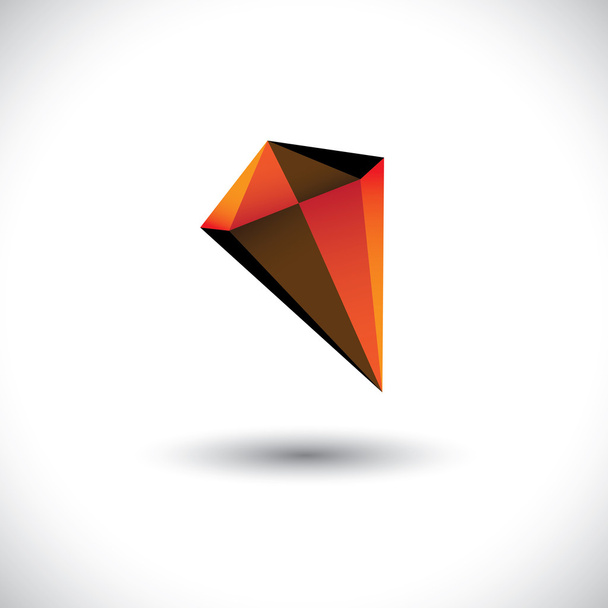 Orange, red color shiny diamond stone- vector graphic jewel. - Вектор,изображение