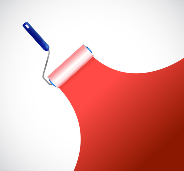 Paint roller and red paint stripe. illustration - 写真・画像