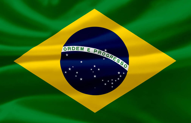 Brezilya bayrak illüstrasyon sallayarak. - Fotoğraf, Görsel