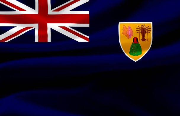 Turks-en Caicoseilanden zwaaiende vlag illustratie. - Foto, afbeelding