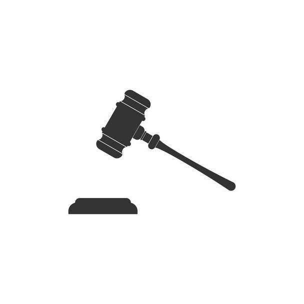 Icono del martillo del juez aislado. Martillo para la adjudicación de sentencias y proyectos de ley, corte, justicia, con un stand. Símbolo de martillo de subasta. Diseño plano. Ilustración vectorial
 - Vector, Imagen