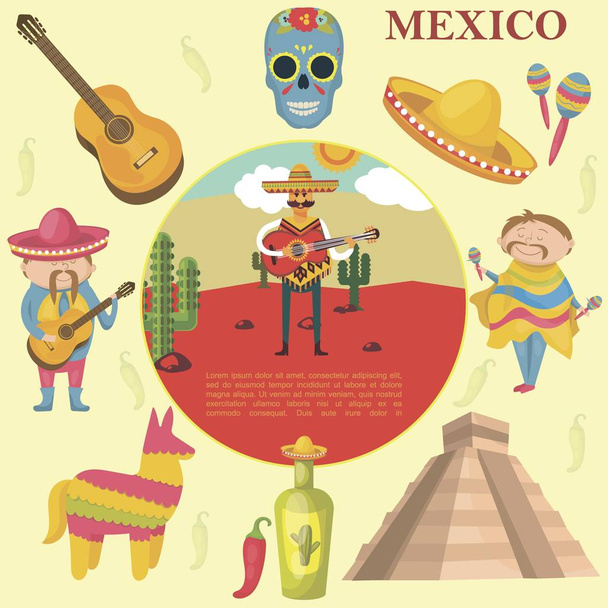 Koncepce plochého Mexika - Vektor, obrázek