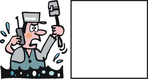 διάνυσμα γελοιογραφία του υδραυλικού με σωλήνα - Διάνυσμα, εικόνα