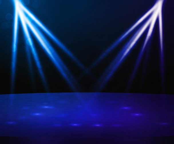 Blaue Bühne mit Scheinwerferkulisse - Foto, Bild