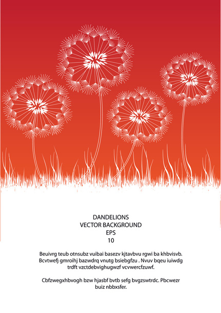 Романтическая векторная иллюстрация в винтажном стиле с цветами одуванчика
 - Вектор,изображение