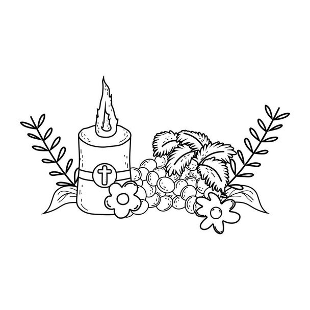 Пасхальная свеча со священными фруктами винограда
 - Вектор,изображение