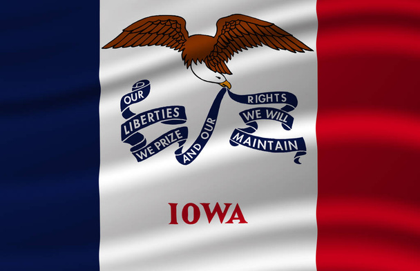 Iowa zwaaiende vlag illustratie. - Foto, afbeelding