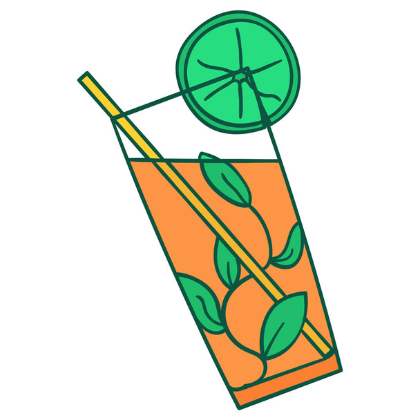 Drawn icon of a colorful bright cocktail in a glass - Vector, Image