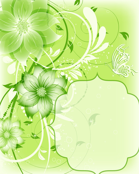 Vector floral decorative abstract background with butterfly - Vector, Image