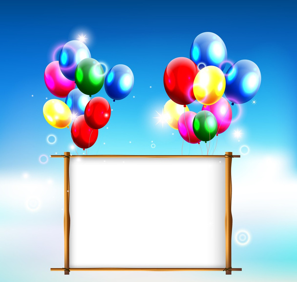 Balloons with blank sign for birthday background - Vector, Image