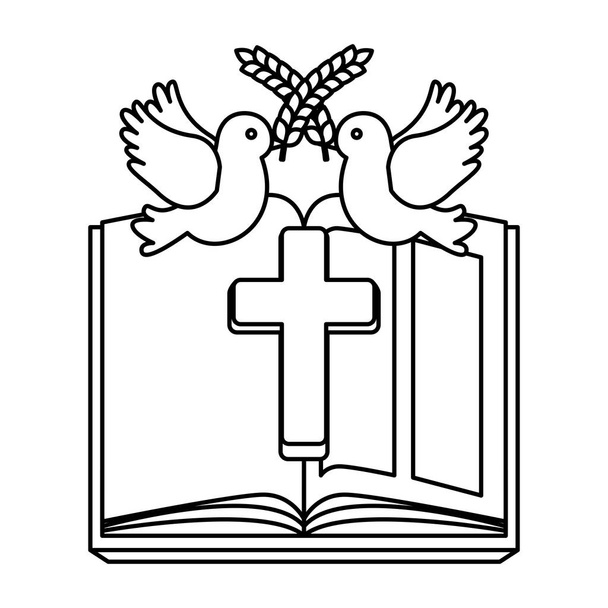 Santa Biblia con Cruz de Madera
 - Vector, Imagen