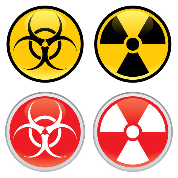 Biohazard a radioaktivní varovné příznaky - Vektor, obrázek