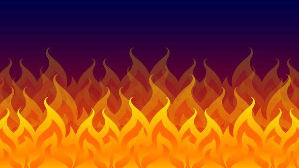 tűz, tábortűz, tűz láng izolált sötét háttér, tűz láng illusztráció grafikus banner háttér tervezése - Vektor, kép