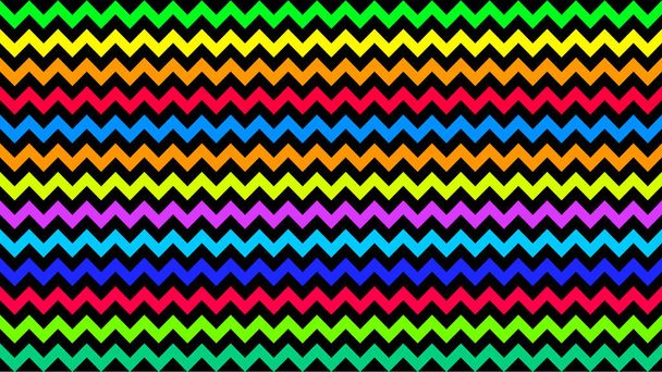 rainbow serrated striped colorful for background, art line shape zig zag doodle color, wallpaper stroke line parallel wave triangle rainbow color, tracery chevron colorful triangle striped full frame - Vector, Image