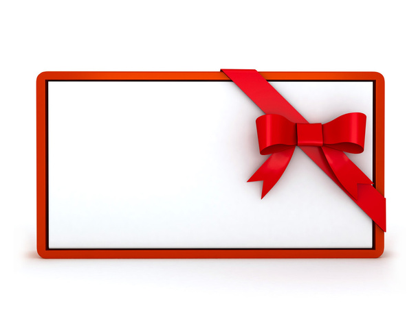 3d gift card with ribbon and bow - Φωτογραφία, εικόνα