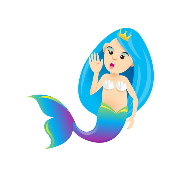 mermaid cartoon character cute isolated on white background, beautiful mermaid cartoon characters cute, clip art mermaid blue lovely and funny, clipart mermaid mascot cartoon purple blue - Vector, afbeelding