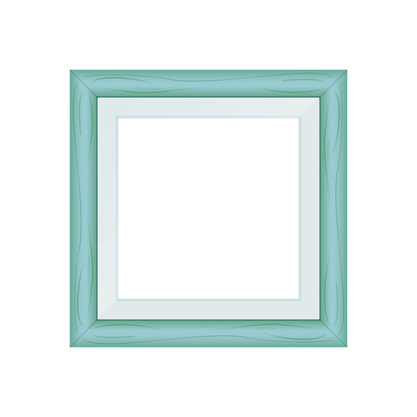 写真のためのフレームワーク緑パステルウッドブランク、白の背景に隔離された正方形のフレーム緑柔らかい色の正方形の画像、空白のヴィンテージフレーム画像かわいい、空のフレーム画像シックな白の豪華さ - ベクター画像