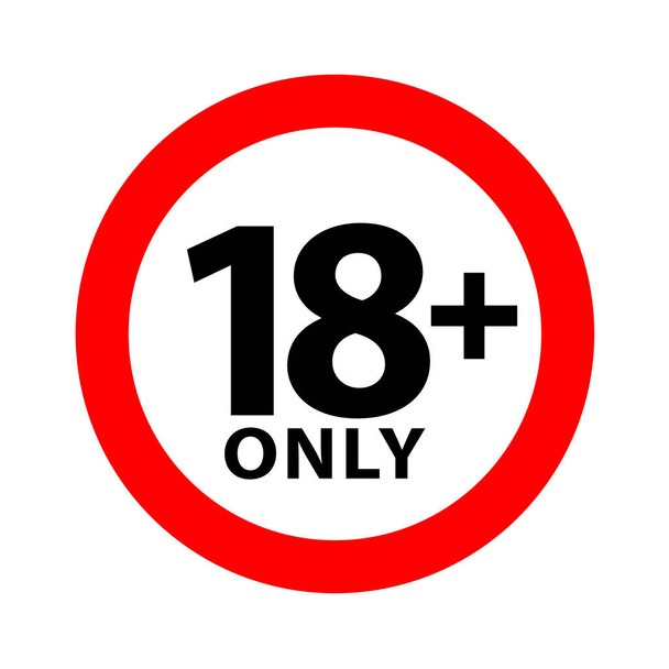 18 signe d'avertissement isolé sur fond blanc, plus de 18 ans censuré, 18 ans plus vieux contenu interdit pour adultes
 - Vecteur, image