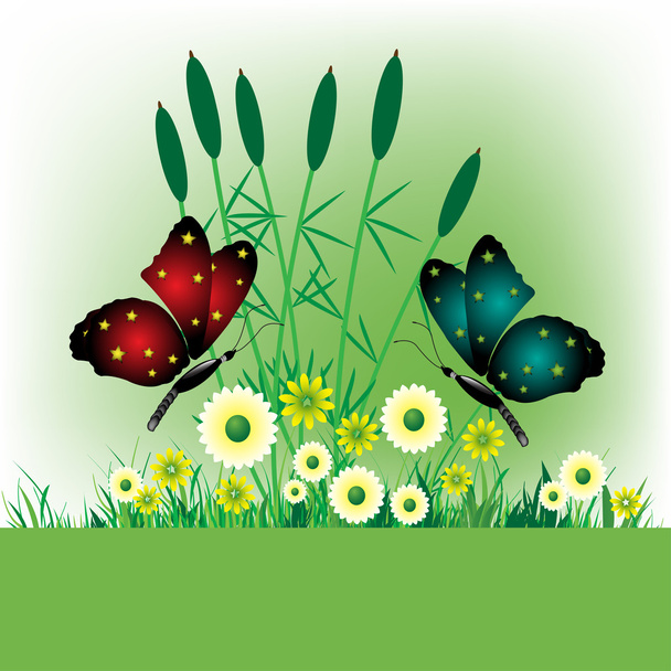 Spring greeting with butterflies - Vektor, kép