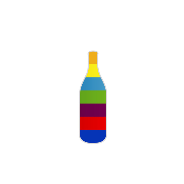 Botella de bebida alcohólica en tiras coloridas logotipo para bebidas
 - Vector, imagen