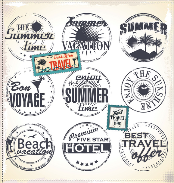 Vintage summer labels - Διάνυσμα, εικόνα