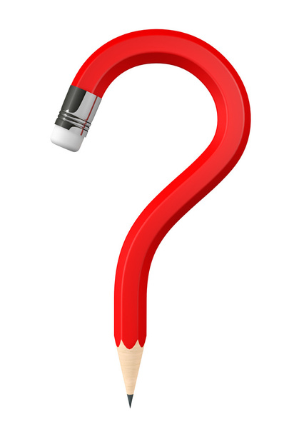 rood potlood vraagteken - Foto, afbeelding