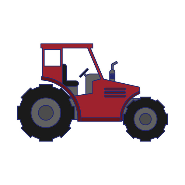 Farm tractor vehicle isolated blue lines - Vector, Image