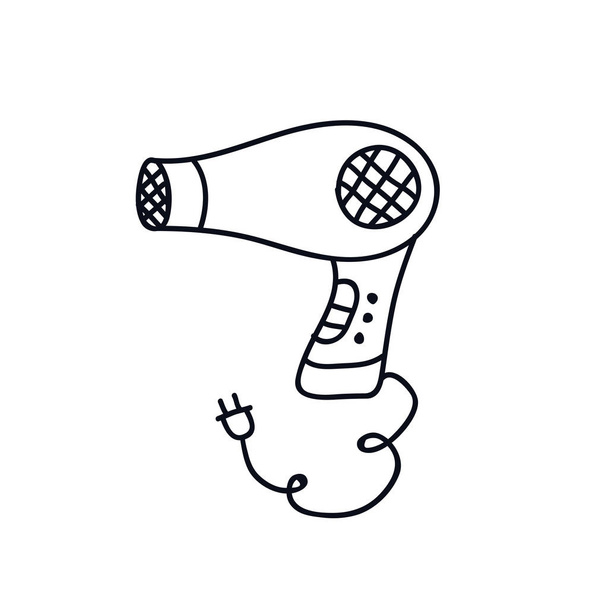 hair dryer doodle icon - Vector, Image