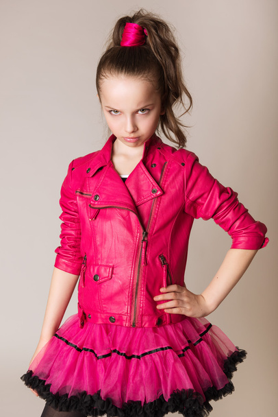 fashion little girl in glam rock style - Foto, imagen