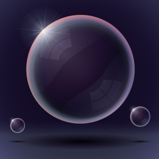 Soap bubbles on a black blue background - Vecteur, image