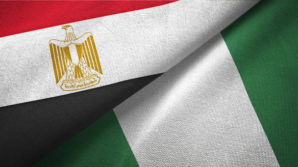 Egipto y Nigeria dos banderas tela textil, textura de la tela
 - Foto, Imagen